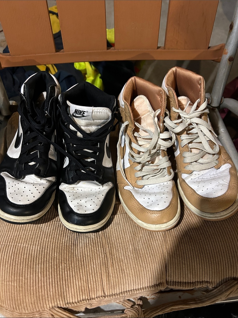 Nike Kids High-Top Sneakers in Black/White and Tan